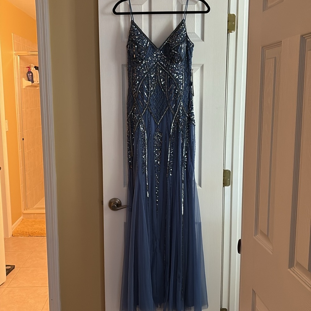 Elegant Blue Sequin Gown